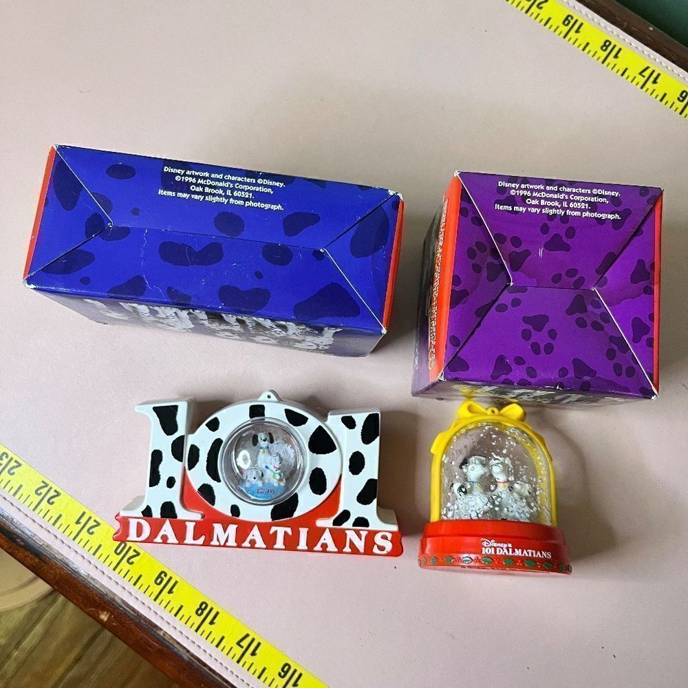 McDonald's Disney's 101 Dalmatians Snow Flurries Snow Globe Ornament 2pc Lot - Picture 15 of 15